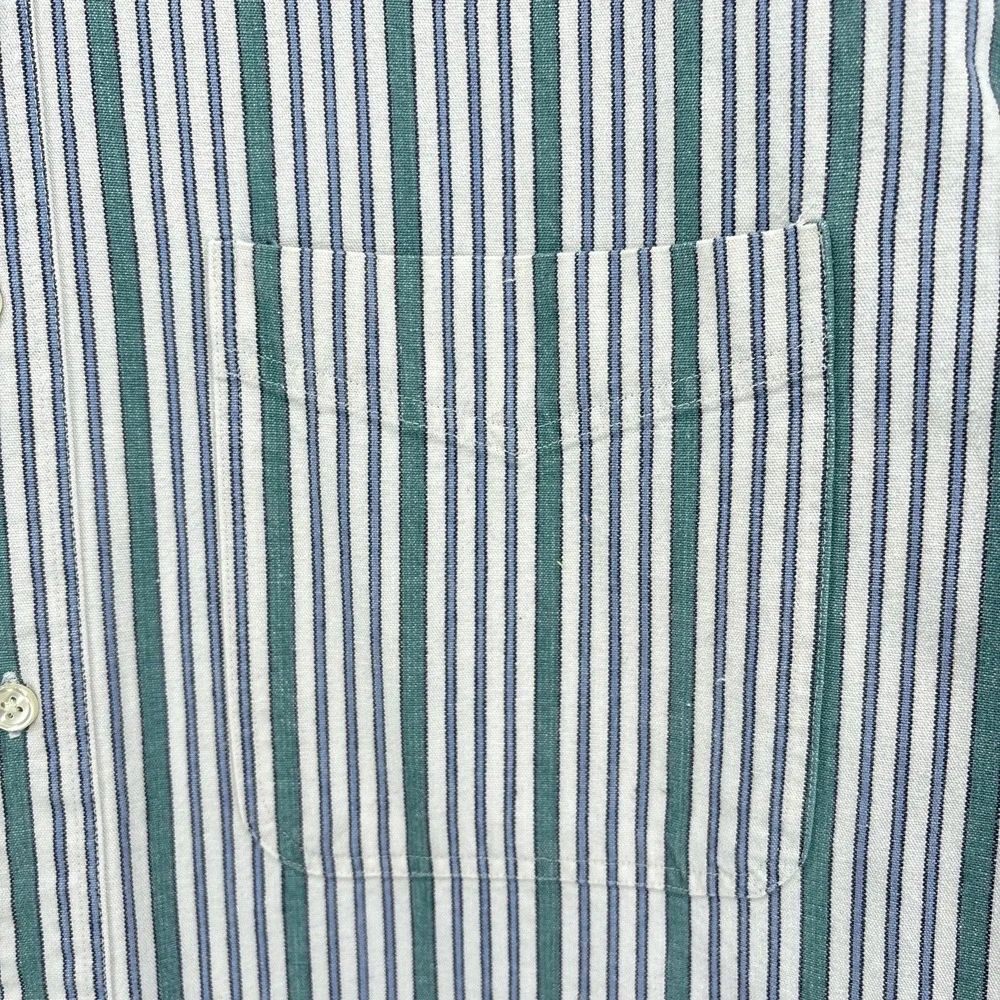Vintage Banana Republic Safari Travel Shirt Mens Large Green Stripe Button Down